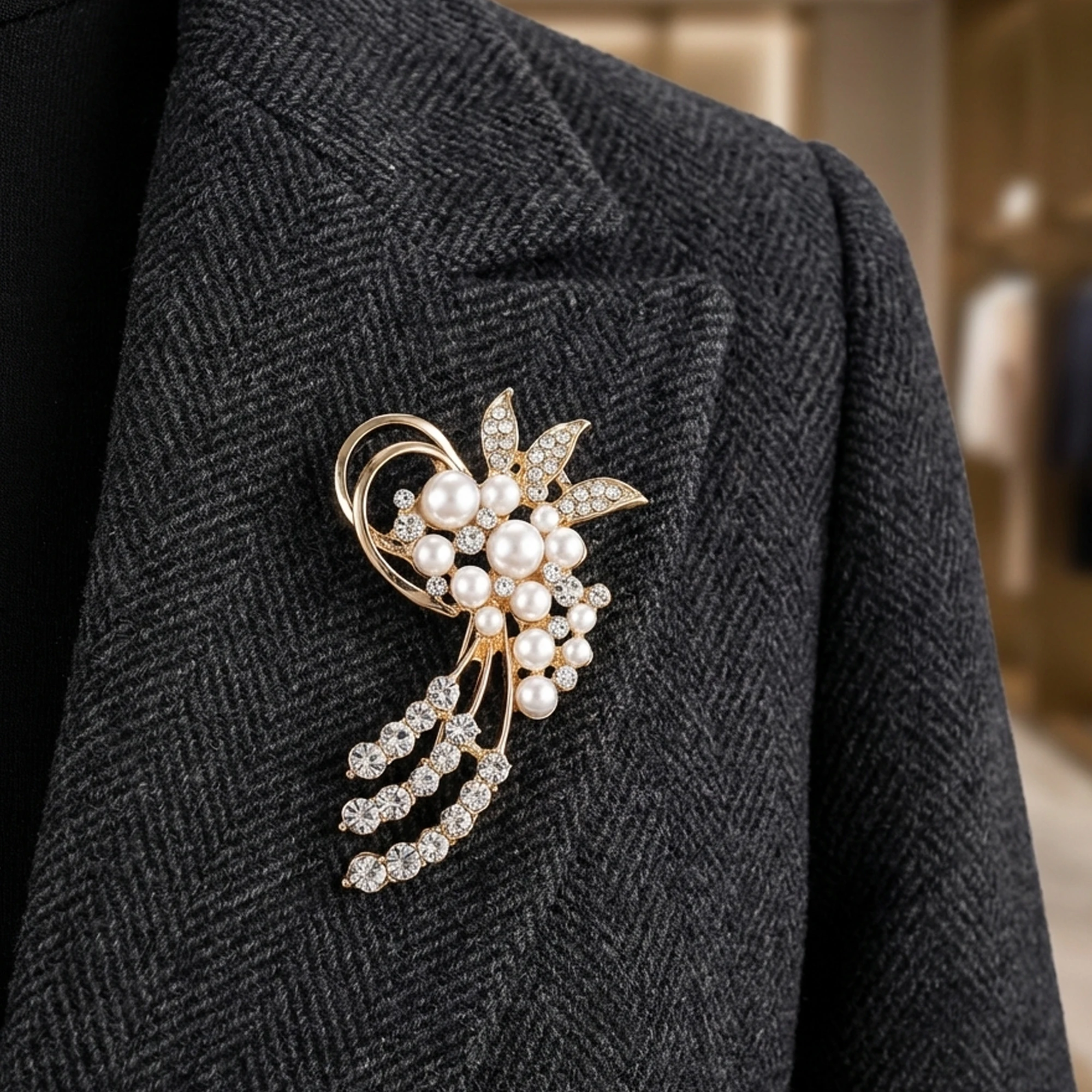

Stylish Pearl Accessories Brooches for Women Creative Rhinestones Flower Pins Friend Event Party New Gifts Jewelry Decoration