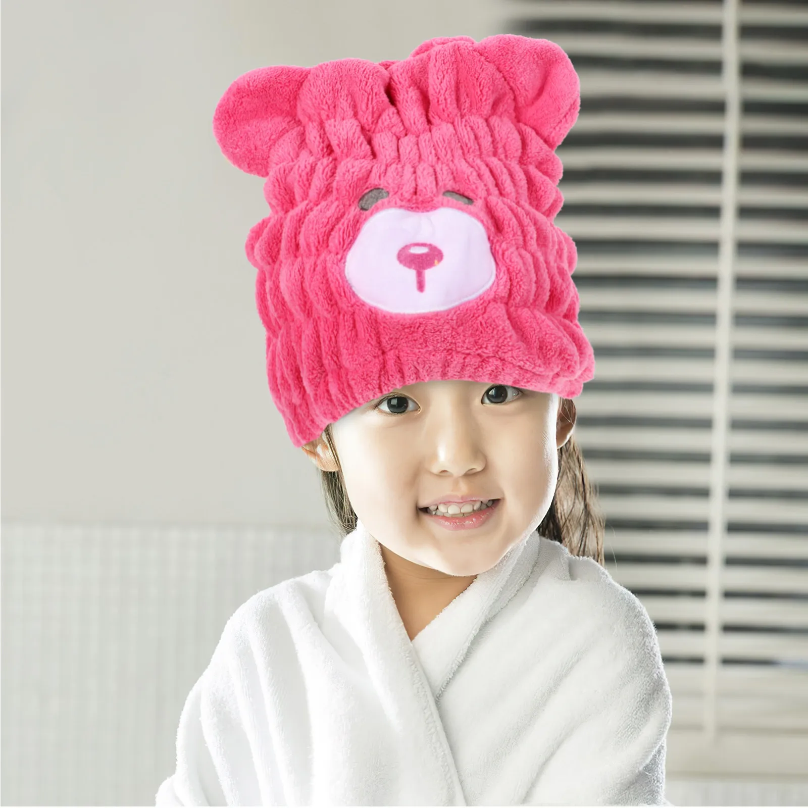 

Coral Fleece Kids Hair Towel Wrap Absorbent Soft Cartoon Drying Hat Efficient Quick Drying Cap for Children
