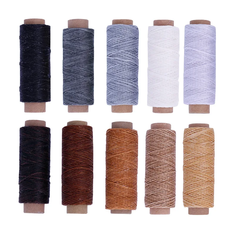 10pcs Leather Sewing Flat Waxed Thread String Polyester Cord Craft Stitching Bag Bookbinding Sail Bracelet Braid Jewelry Tool