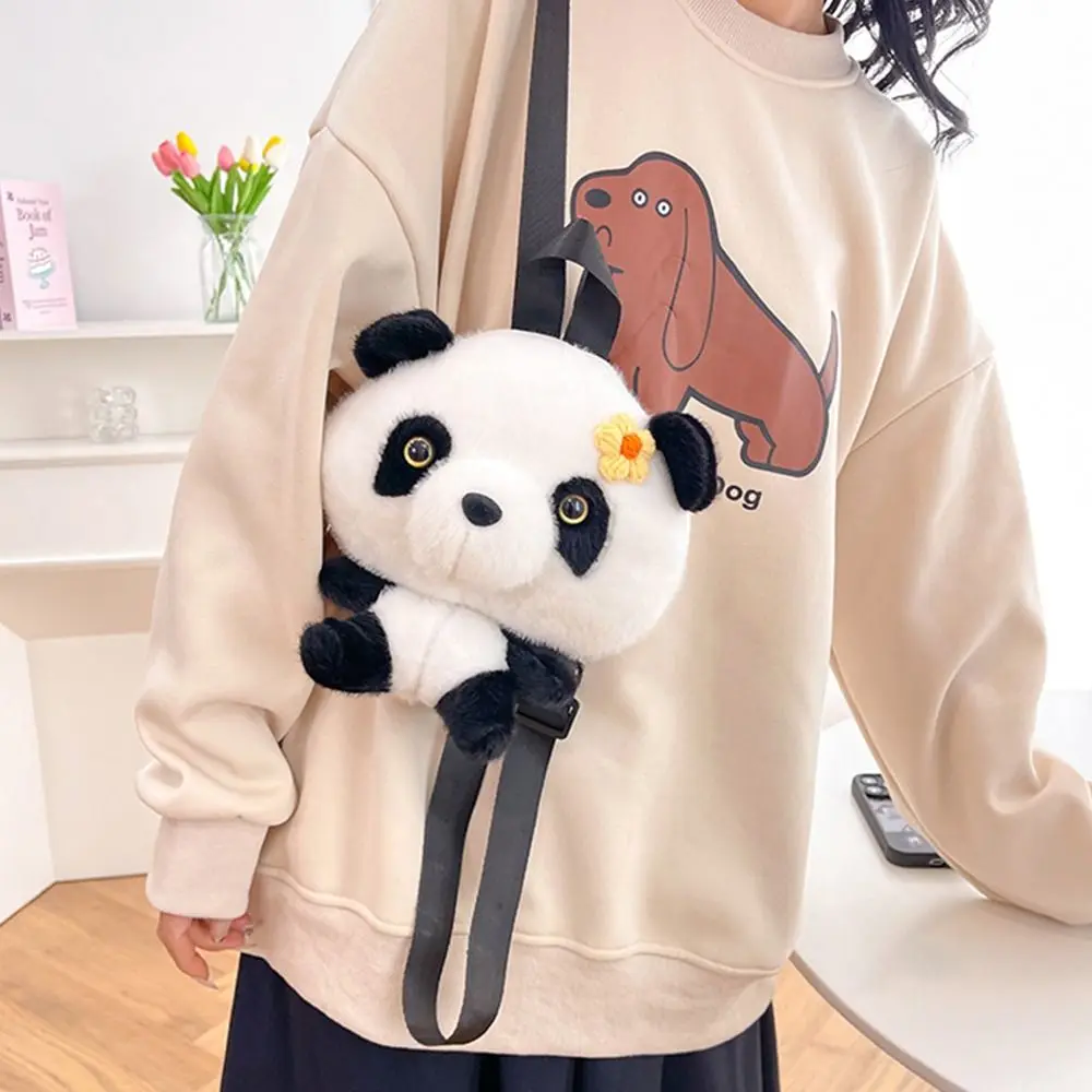 Fashion Stuffed Animals Panda Backpack Plush Toy Fluffy Plush Shoulder Bag Cute Cartoon Soft Schoolbags Coin Purse