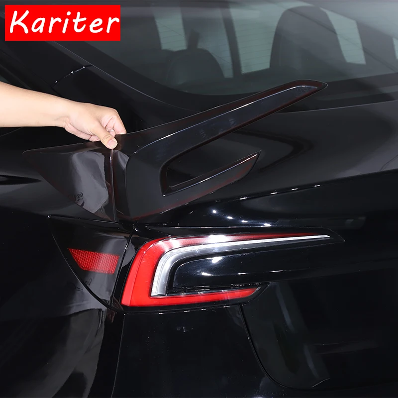 4Pcs For Tesla Model 3 2023 2024 Black Car Tail Light Cover Brake Light Wide Indicator Protective Cover Decorative Accessories