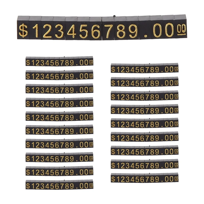 20 Sets Price Display Square Adjustable Price Tag For Price Display Counter Stand Number Letter Dollar Price Block Kit