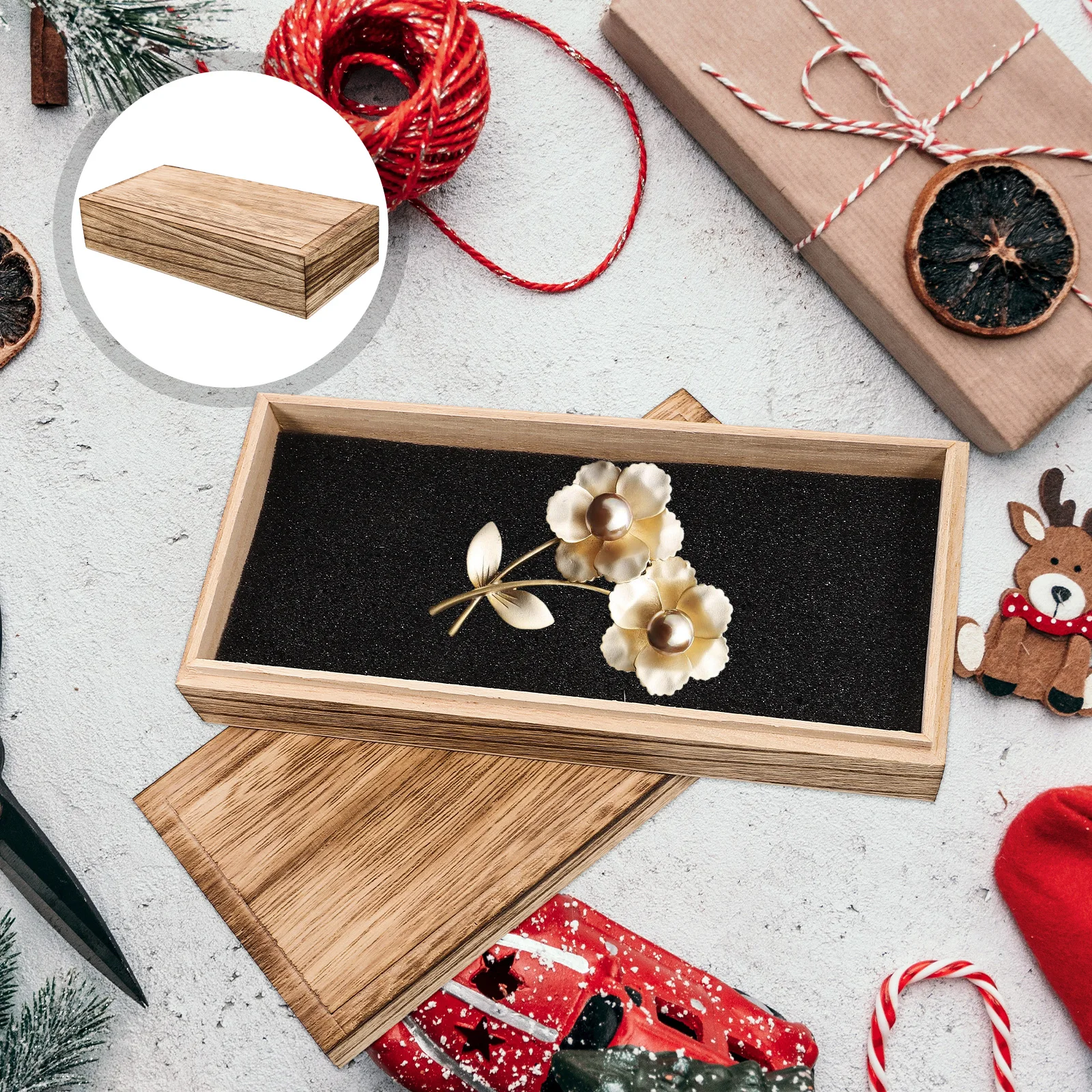 

Sturdy Solid Wood Jewelry Box With Lid Earring Bracelet Storage Case Organizer Ring Holder Desktop Trinket Container Necklace