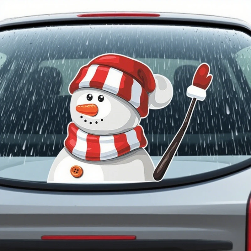

Рождественская наклейка на стеклоочиститель автомобиля, креативная наклейка на стеклоочиститель для отца, Рождества, наклейка на заднее окно автомобиля со снеговиком