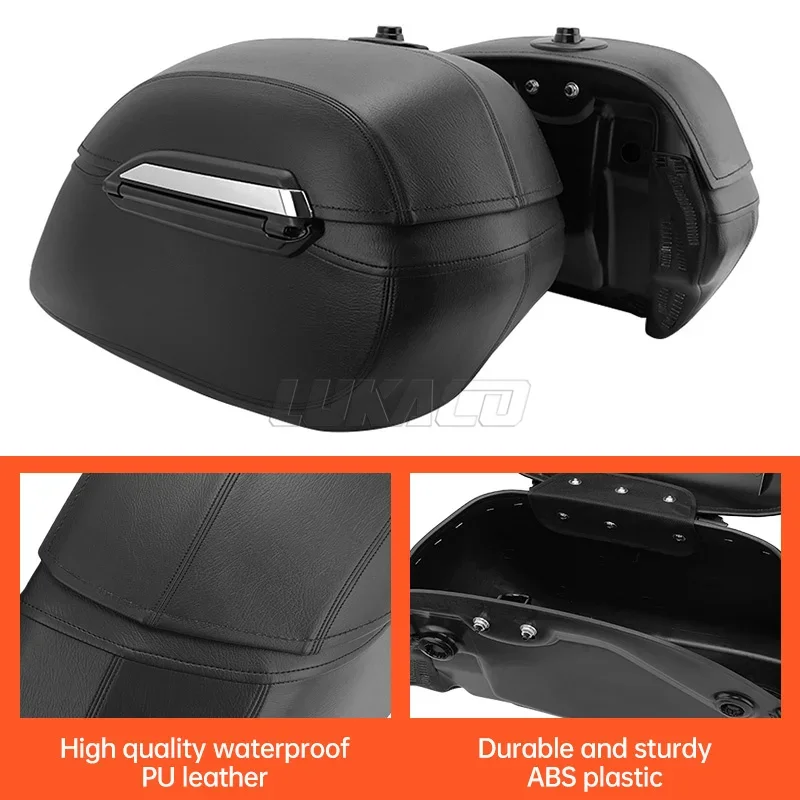 Motorcycle Black Classic Hard Bags Saddlebags Side Luggage Box Mounting Kit Universal For Honda Kawasaki For Harley Dyna Touring