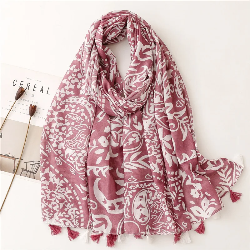 2023 New Paisley Pattern Tassel Scarf Shawls Soft Long Floral Pattern Head Wrap Hijab Scarves Free Shipping