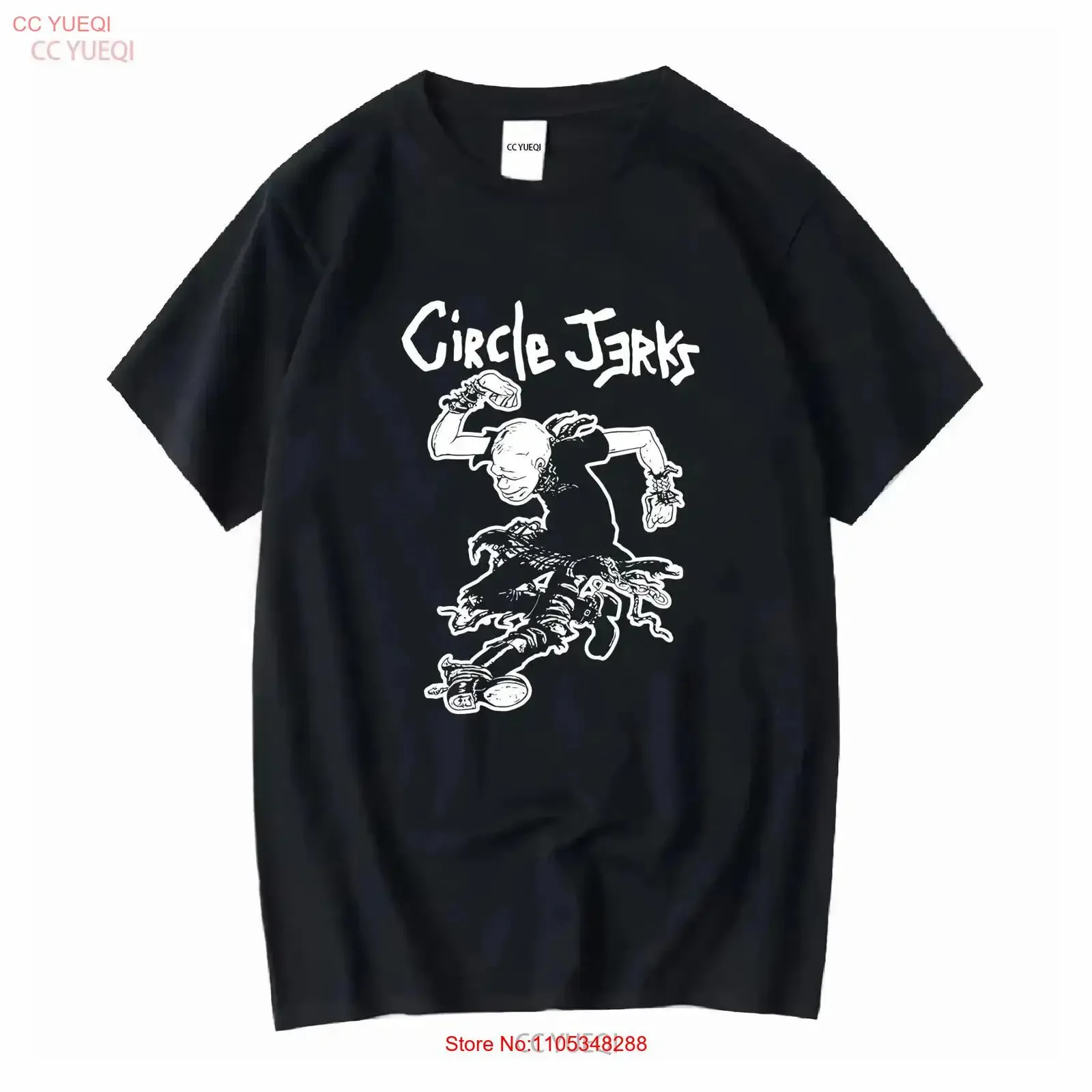 CIRCLE JERKS BLACK T SHIRT Slight Fault L Size Mens Cheap vintage Washed Soft fashion graphic Comfortable Breathable Stretched