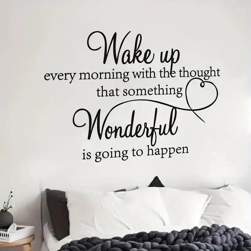 1 pc wake up wonderful is going to happen Wall Sticker Pvc Wall Art Stickers Modern Fashion Wallsticker for bedroom home decor