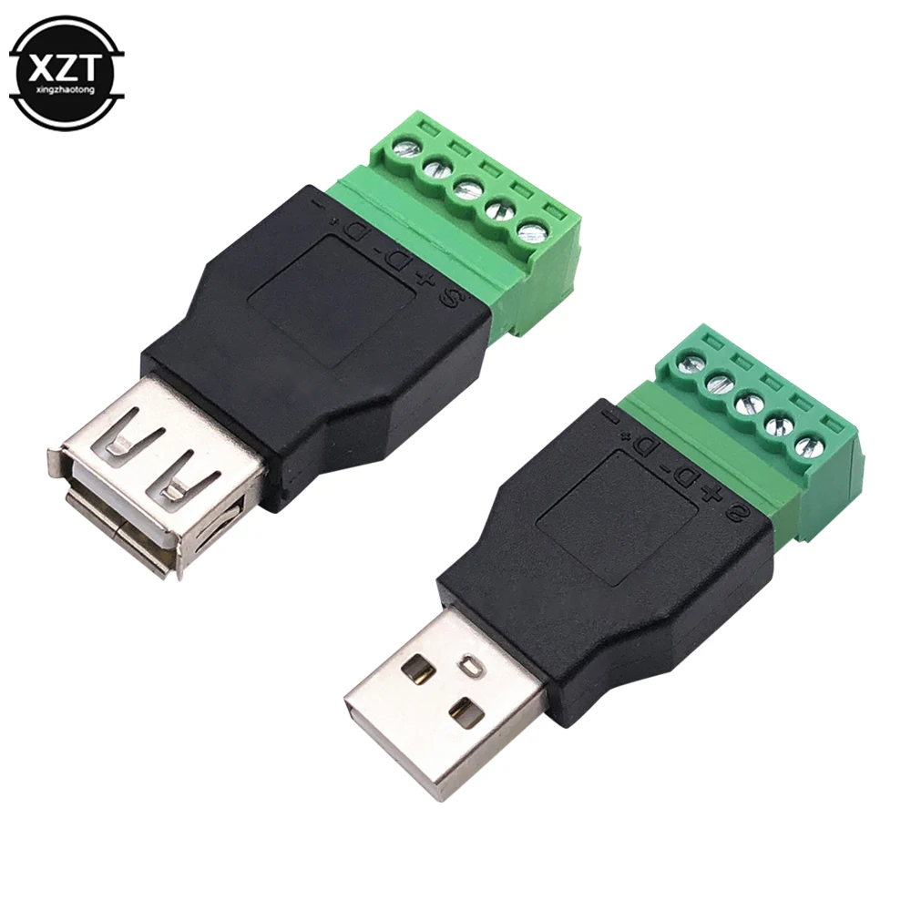 1Pc USB 2.0 유형 A 남성/여성-5 핀 나사 커넥터 USB 잭(쉴드 포함) USB2.0-나사 터미널 플러그