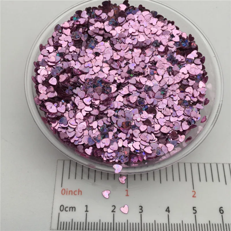 Laser Lila Heart Star PVC Sequins, Glitter Paillettes for Nail Art, Manicure, Wedding Confetti,Ornament Accessories, Filler, 20g