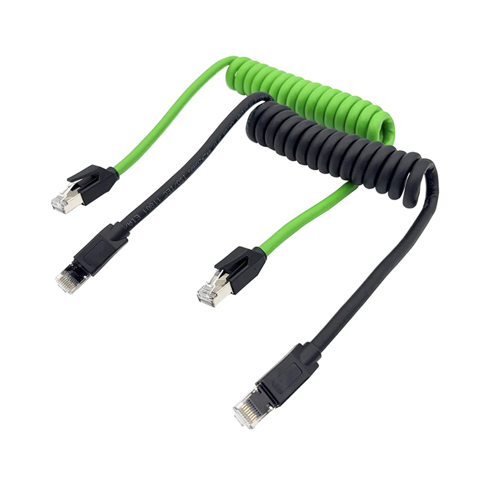 Cat6A spring network cable gigabit shielded 8-core RJ45 industrial monitoring professional extendable network cable