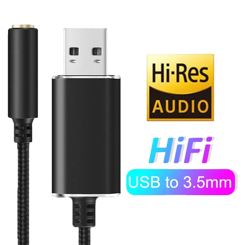 2 in 1 USB to 3.5mm Jack Sound Card Plug Audio Adapter for PC Laptop PS5 PS4 Headphone Mic Speaker External Sound Card