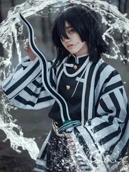 Iguro Obanai Kimono Uniform Anime Wig Cosplay Costume Halloween Party White Snake Props