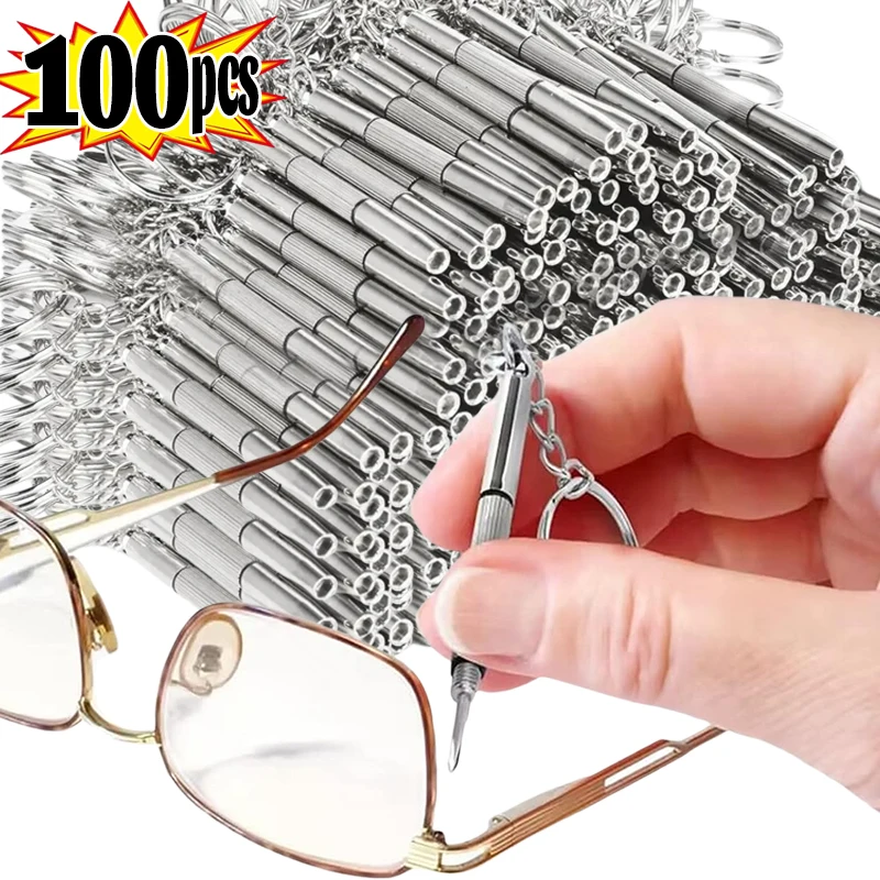 1/100pcs 3 In 1 Steel Multifunctional Glasses Screwdrivers Eyewear Slotted & Cross Screwdriver Portable Watch Phone Repair Tools