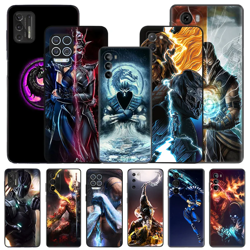 Silicone Black Phone Case for Motorola G72 G53 G73 G9 G50 G51 G60 G71 5G G22 G32 G52 Mortal Kombat Moto Edge 30 20 40 Pro Cover