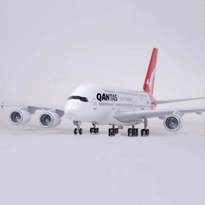 Toy Aircraft Diecast Resin 1/160 Scale 46cm A380 Air Bus Passenger Aircraft Australia Airplane Model Qantas Airways w Cabin Ligh