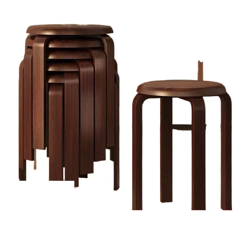 Simple solid wood can be stacked round thickened strong durable dining table living room