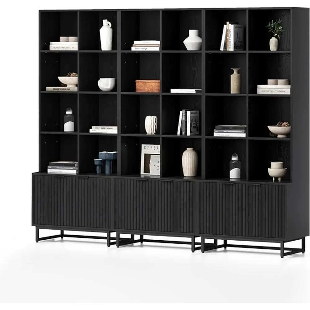 

Bookshelf, with Doors Cabinet 71'' Tall Farmhouse Bookcase 4 Tier Bookshelves with Adjustable Shelves Storage Wooden Book Case