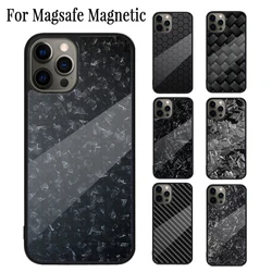Forged Carbon Magnetic Phone Case Coque For iPhone 17 Air 16e 15 14 Plus 13 12 11 Pro Max Magsafe Wireless Charging Cover