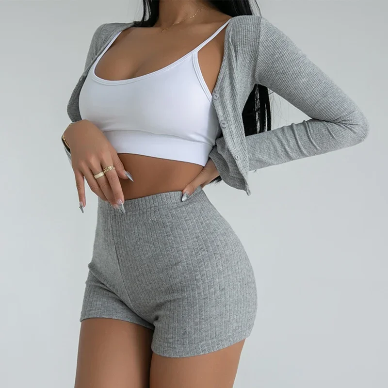 HELIAR Women High Waist A-line Shorts Thin Knit Sports Shorts For Women Casual Running Slim Bodycon Trousers 2025 Spring Summer