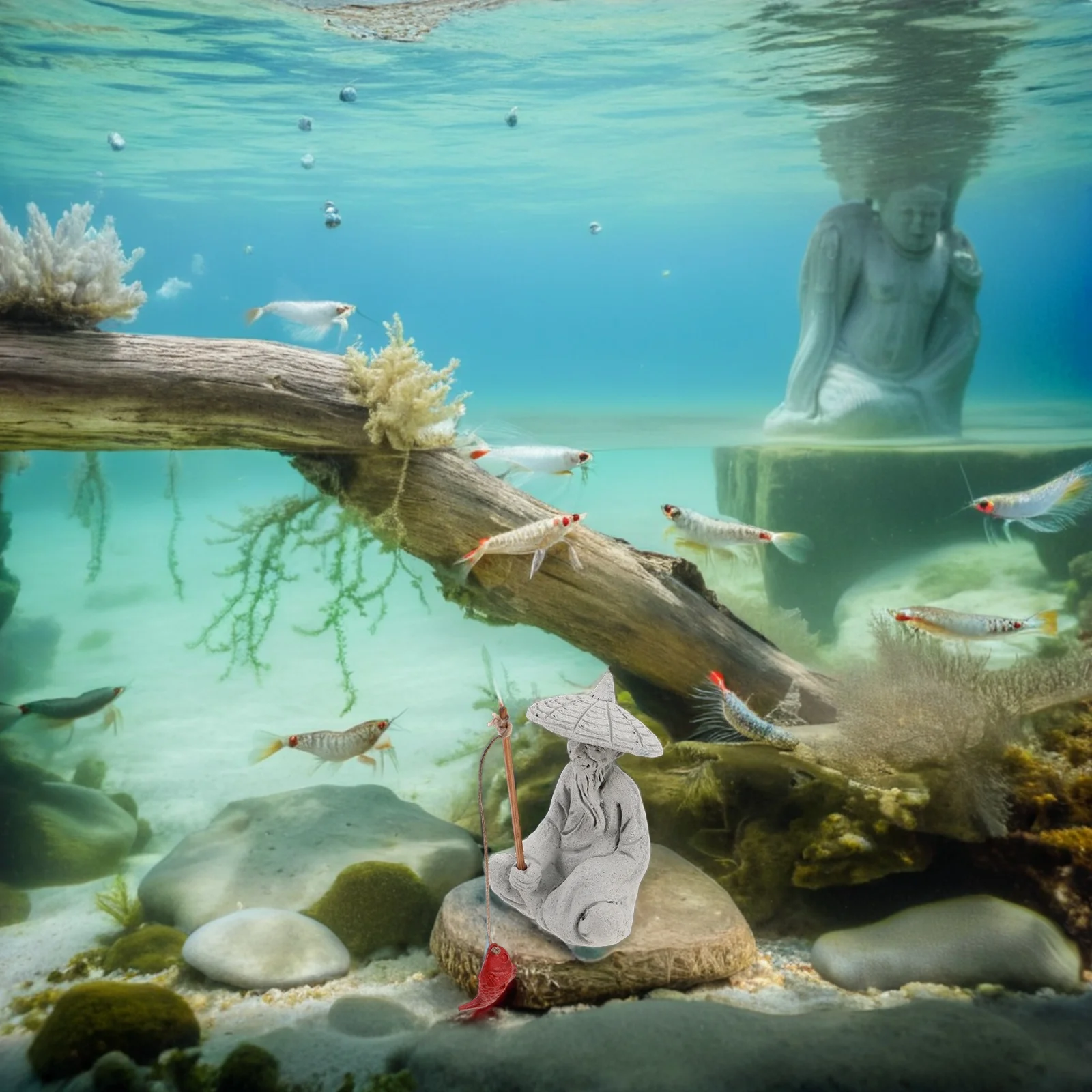 

Mini Fisherman Sandstone Old Man Fishing Ornament For Aquarium Bonsai Garden Decor Fairy Garden Dollhouse Accessories Japanese