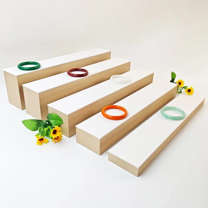 Leather Jewelry Display Stand Set Combined Step Bangle Showcase Rack Wooden Sunglasses Display Holder Women's Rings Organizers