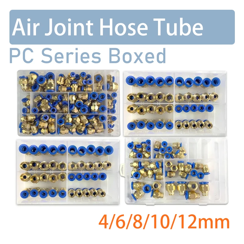 

PC Series Boxed Air Joint Hose Tube Pneumatic Fittings Connectors 1/4 1/8 Push in Quick Release Couplings 4mm 6mm 8mm 10mm 12mm