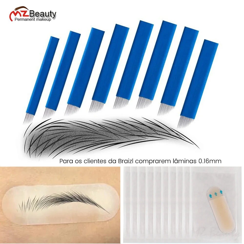 Transfer Eyebrow Skin Sticker Tattoo Stencil Kit Microblading Tebori Blades Permanent Makeup Eyebrow Pen Use Dia 0.16MM Laminas