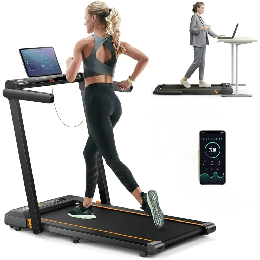 

2 in 1 Foldable Treadmill for Home, Under Desk Treadmill with 12 HIIT Modes, Workout APPs and Touch Screen,free delivery