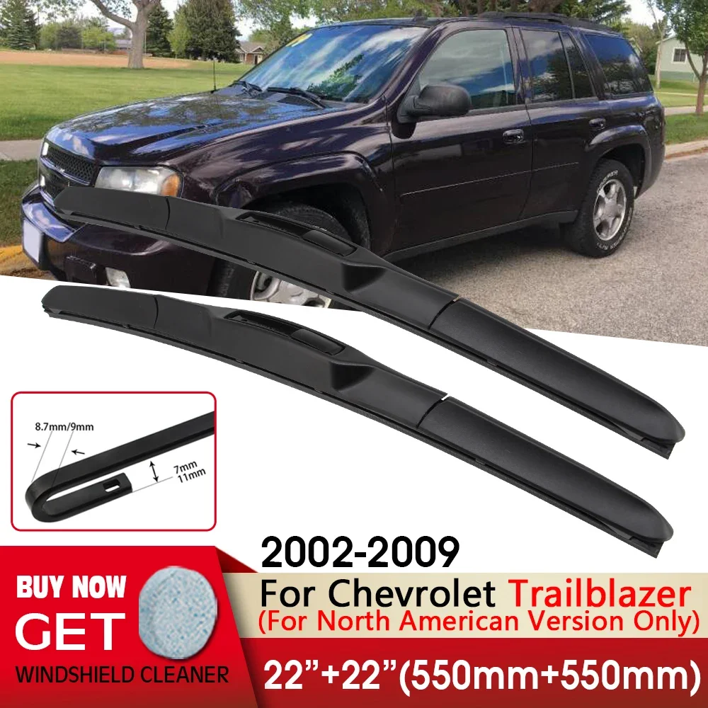 

Car Wiper Front Wiper Blade 22"+22" For Chevrolet Trailblazer 2002-2009 Fit U Hook Arm Windshield Windscreen Front Window