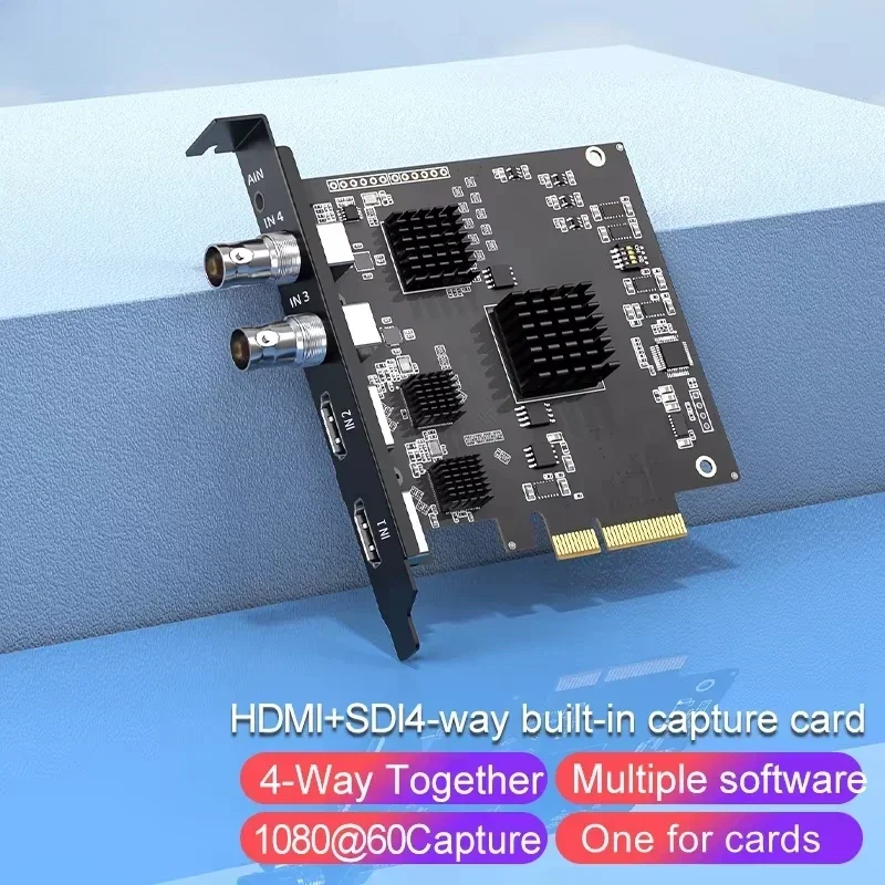 Acasis 4 قناة SDI/HD HD PCIE بطاقة التقاط الصوت والفيديو بطاقة التقاط الصوت والفيديو 4k للتبديل لعبة البث المباشر تسجيل Vmix