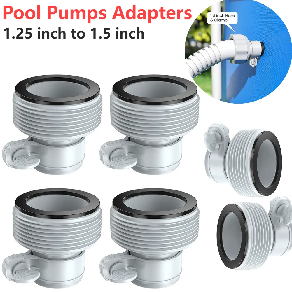 Adaptadores de bombas de piscina de 1,25 pulgadas a 1,5 pulgadas para conector de bomba de manguera Intex, abrazadera de limpieza en accesorios, convertidor, accesorios para piscina
