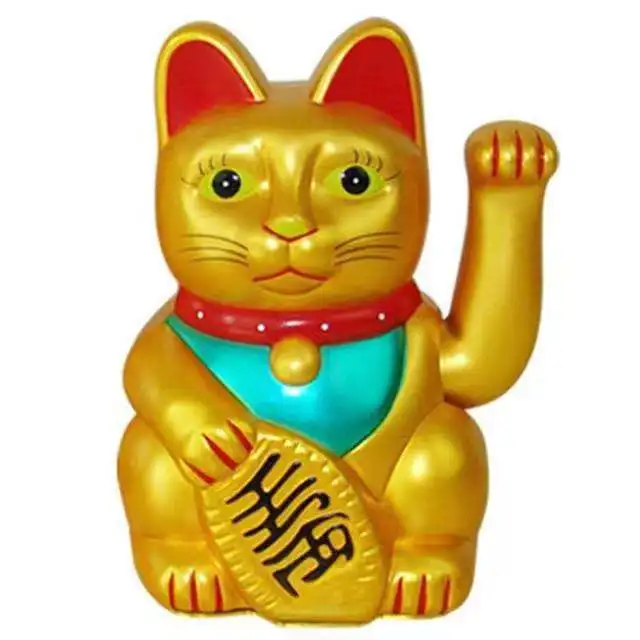 Feng Shui Beckoning Cat Wealth Fortune Lucky Waving Kitty Decor Five Colors Shop Decoration Lucky Cats Good Black 5inch /12.5cm