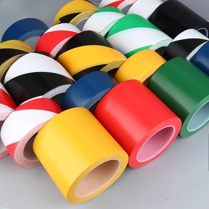 Pita Peringatan PVC 33 Meter, Lantai, Viskositas Tinggi, Tahan Air, Bengkel, Gudang, Penandaan, Merah Putih Kuning Biru Hijau