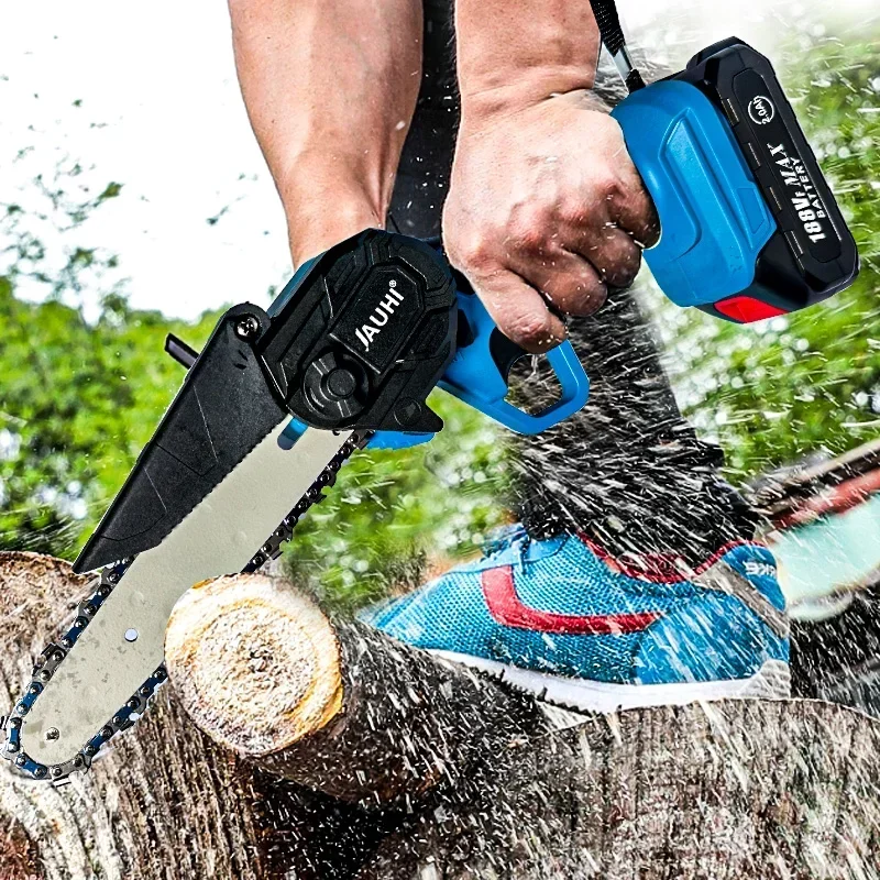 JAUHI 3500W 6Inch Electric ChainSaw Rechargeable Saw 40000RPM Cordless Chain Saw Wood Power Tools For Makita 18V Battery