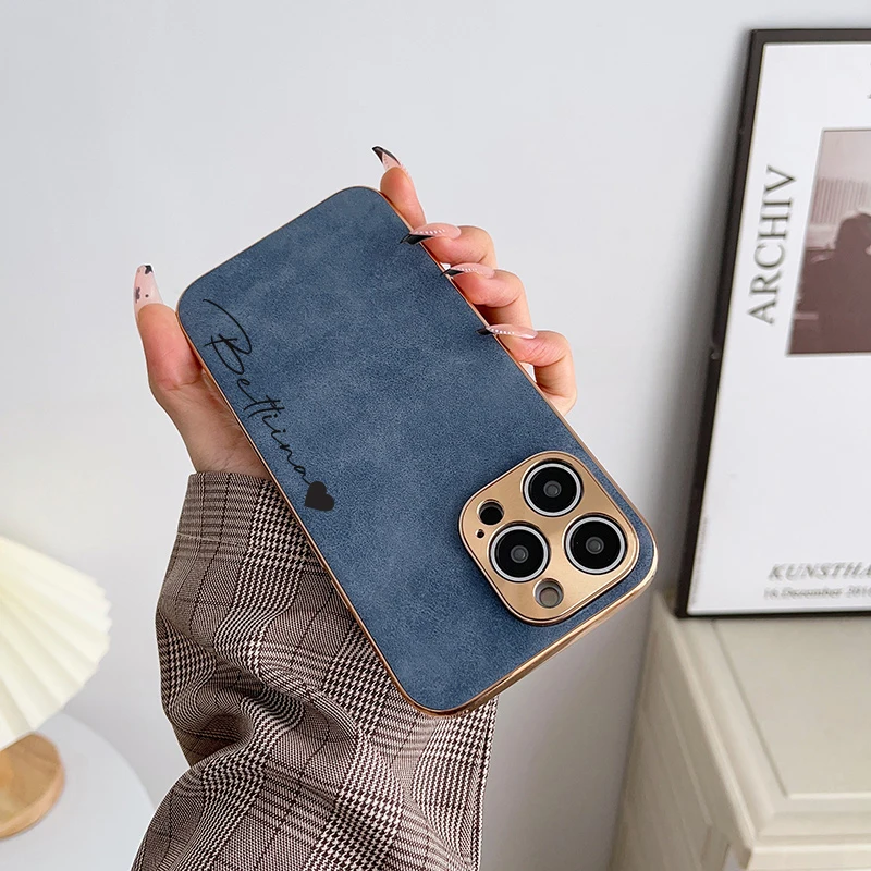 Personalisierte DIY-Hülle mit individuellem Namen für iPhone 18 16 15 14 13 12 Pro Max, luxuriöse Lederhülle mit Lammfell und Metall-Objektivabdeckung, 11 Pro – Detail 13