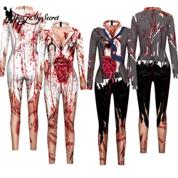 [You're My Secret] Halloween Horror Party Themed Cosplay Sexy Jumpsuit Carnival Costume Rompers Zentai Bodysuits Day of the Dead