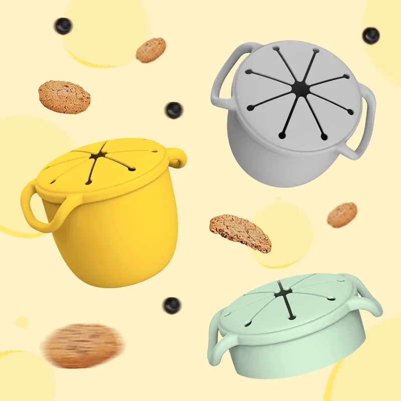 

Силиконовый контейнер для закусок для малышей, непроливаемые стаканчики для закусок, пищевой силикон, незаменимый для путешествий