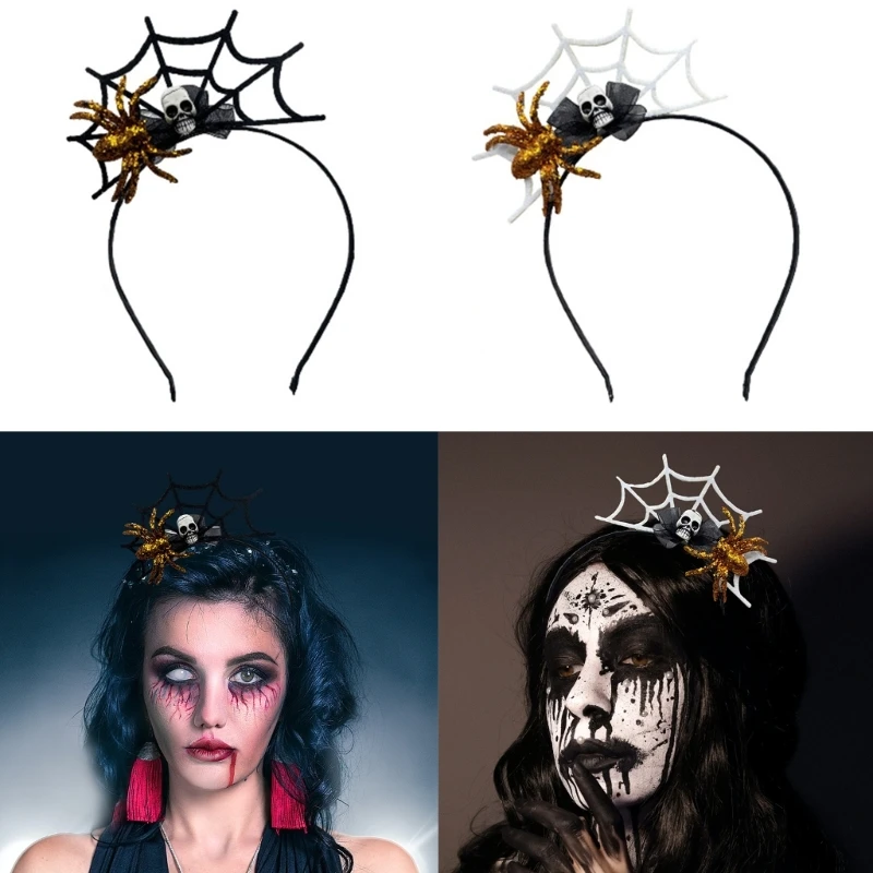 Women Spiderweb Headband Girl Makeup Halloween Hairband Unisex Hair Decors M6CD