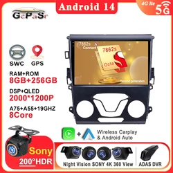 Android 14 Radio Player para Ford Mondeo 5 Fusion 2012-2014, Navegação GPS, Tela de Toque Traço Cam, HeadUnit estéreo, sem DVD 2Din