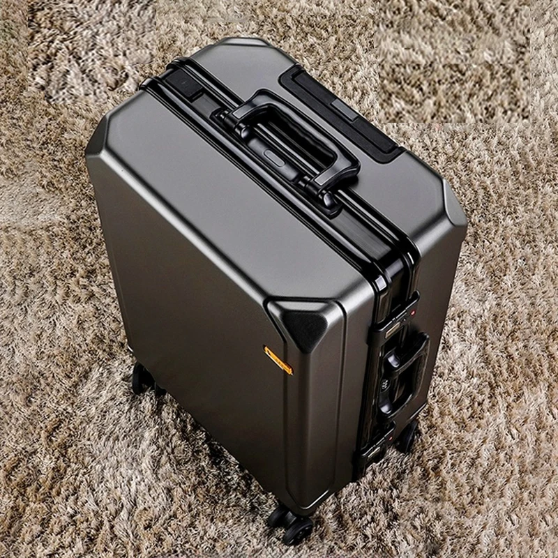 New Fashion Carry-on Suitcase USB Port Rolling Luggage Aluminum Frame Password Lock Trolley Case Lightweight 20&24&26&28 Inch