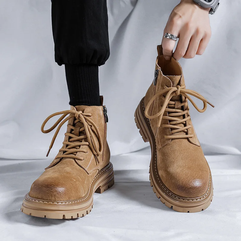 

2025 New Workwear Boots for Men British High-end Men Boots Luxury Designer Shoes Men Fashion Motorcycle Boots Botas Para Hombre