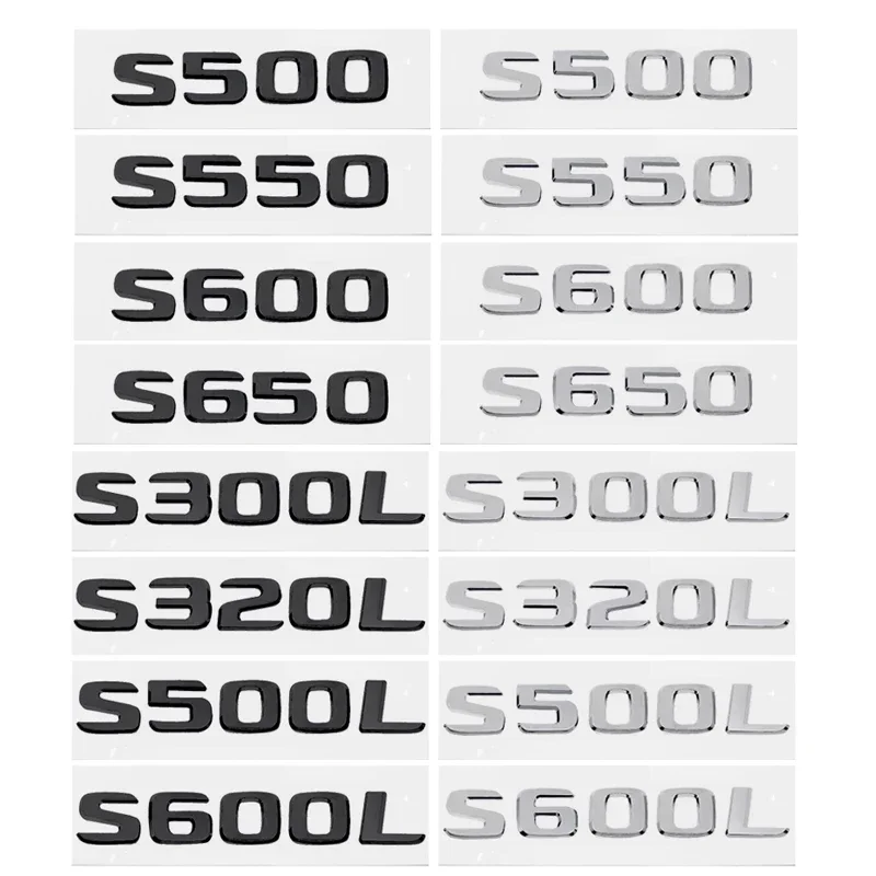 3D Car Letter Stickers Rear Trunk Badge Decals for Mercedes Benz S300L S320L S500L S500 S550 S600L S600 S650 S Class Emblem