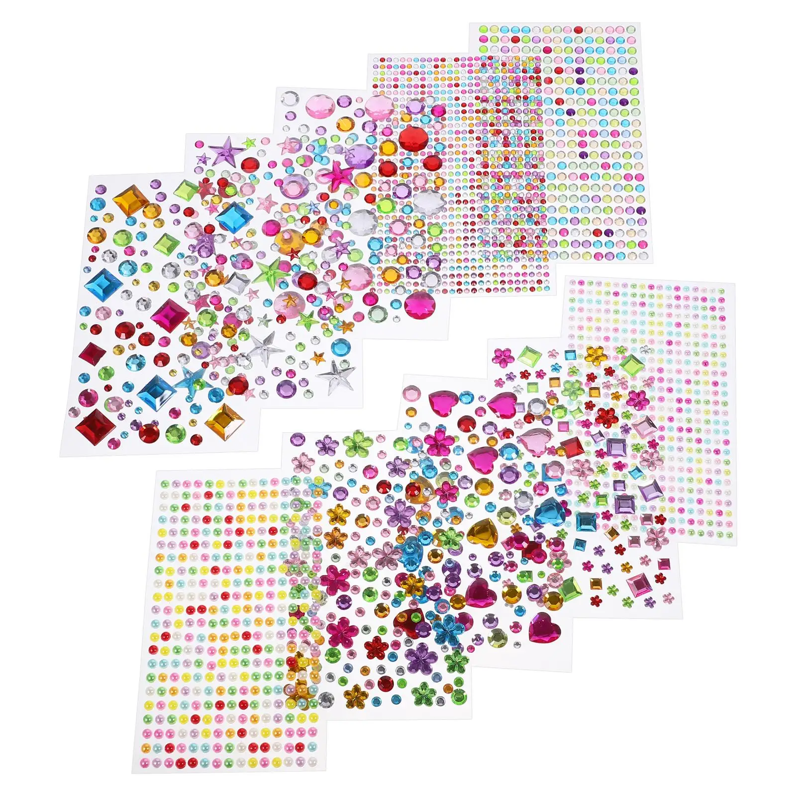 

10 Sheets Self Adhesive Decorative Stickers Acrylic Craft Jewels for DIY Phone Case Makeup Gems Rhinestone Crafts