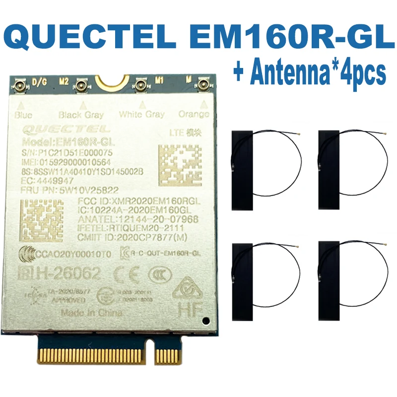 Quectel EM160R-GL1Gbps/150Mbps LTE Cat16 M.2 Módulo GPS GLONASS 5W10V25787 para Thinkpad FRU T14 T15 T15G P15 P17 P14S P15S Gen2