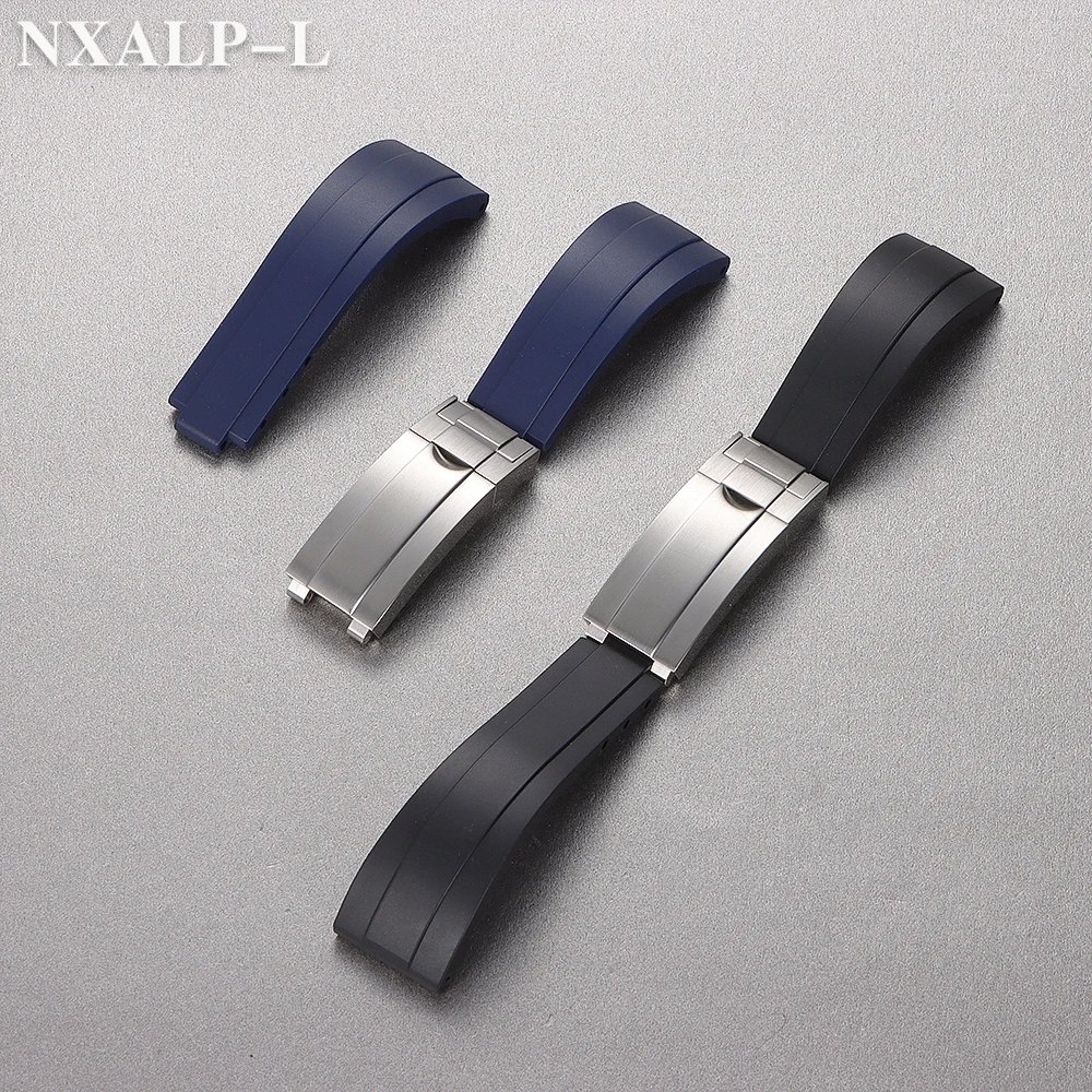 롤렉스 데이토나 Submariner 워터 고스트 실리콘 시계 밴드 접이식 버클 남성용 스포츠 다이빙 팔찌 용 20mm 고무 시계 스트랩