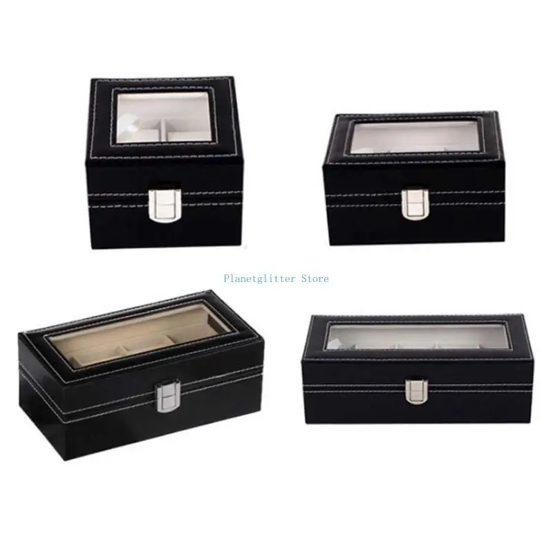 

652B Watch Box for Case Mens Jewelry Display Tray Glass Top PU Leather 2 Slot/3 Slot/4 Slot/5 Slot Travel for Case