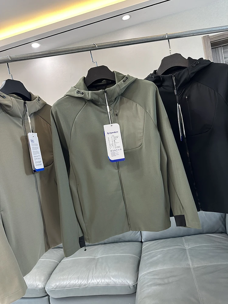 

Легкая вязаная мужская куртка-шапка для активного отдыха, однотонная, универсальная, осенняя, модная, городская, из полиэфирного волокна, с длинными рукавами