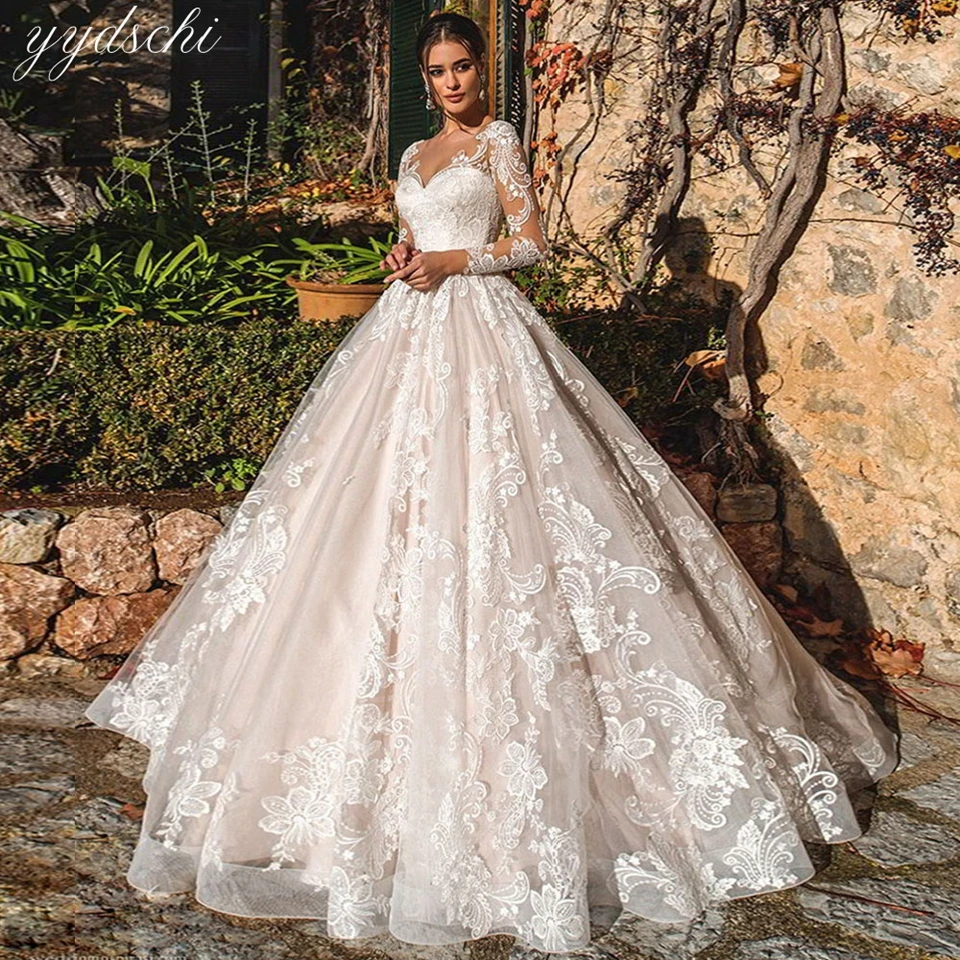 Sweetheart 2023 Exquisite Sweetheart Long Sleeves Illusion Ball Gown Wedding Dress Trouwjurk   Appliques Backless Gown For Women