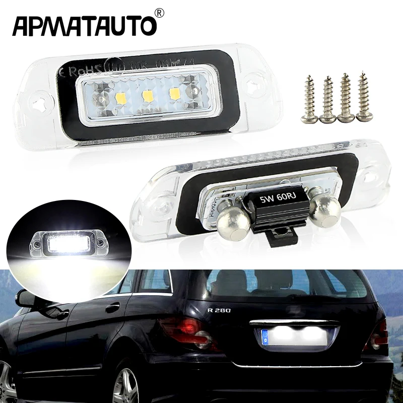 2 Stück OEM:2518200166 Für Benz R-Klasse W251 ML-Klasse W164 GL-Klasse X164 06-2011 Auto Hintere Weiße LED-Kennzeichenbeleuchtung